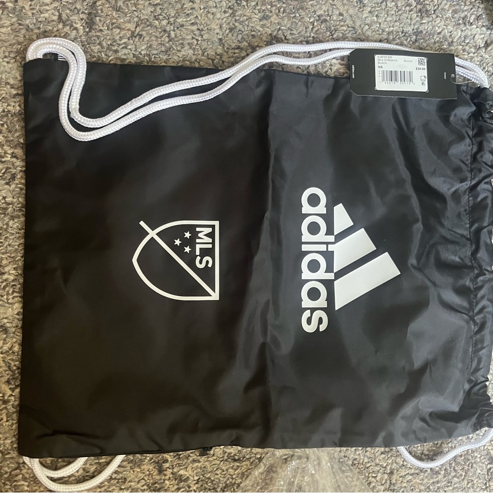 Adidas Black and White Drawstring Backpack